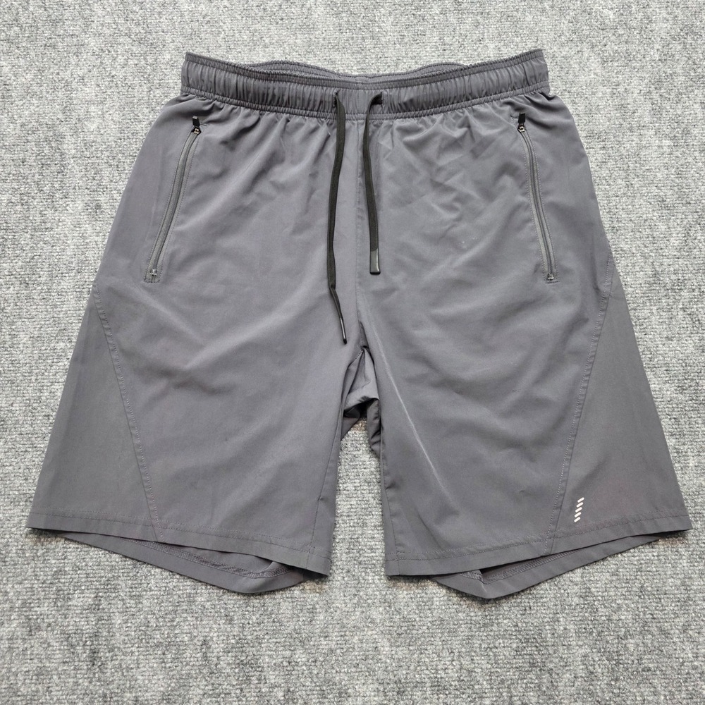 Balance Collection Mens Shorts Medium Gray Athletic Gym Training Zipper Pockets